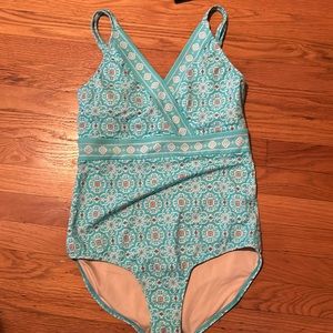 Cabana Life X Talbots One Piece Bikini Swimsuit Teal Blue Agua Large